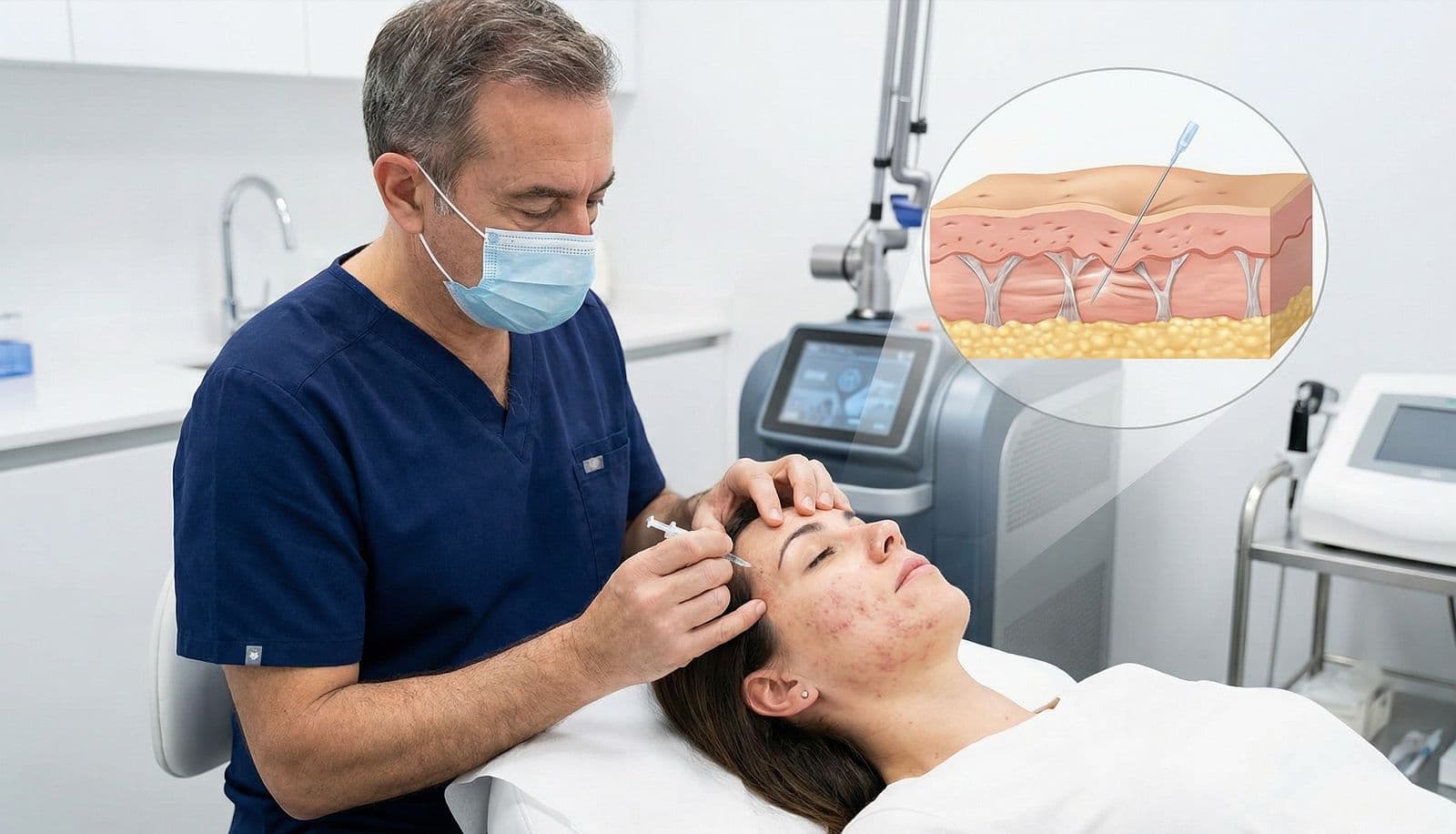 Which acne scar types respond best to subcision?